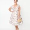 Unique Vintage Plus Size Paris Cafe Print Swing Dress