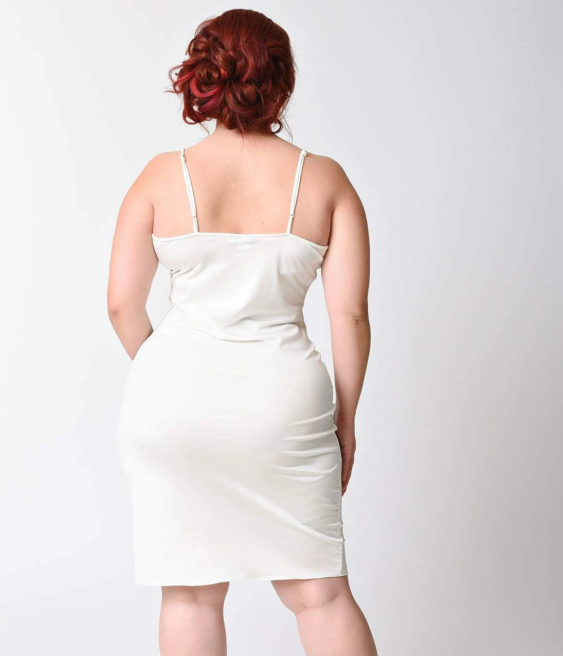 Unique Vintage Plus Size Short White Stretch Slip - Image 2