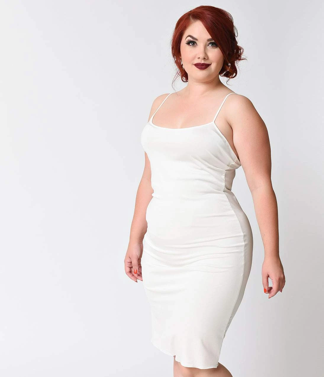 Unique Vintage Plus Size Short White Stretch Slip - Image 3