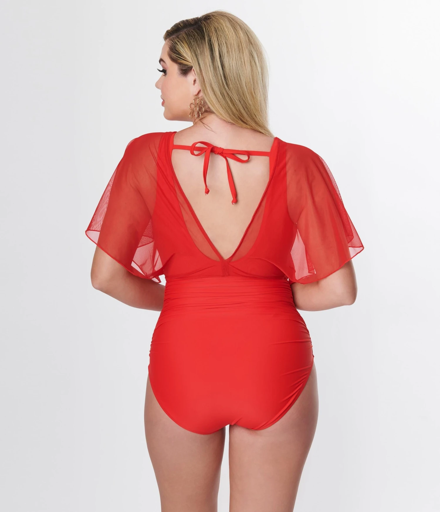 Unique Vintage Red Mesh Sleeved Torrey Swimsuit - Image 2