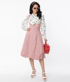 Unique Vintage Rose Amma Suspender Swing Skirt