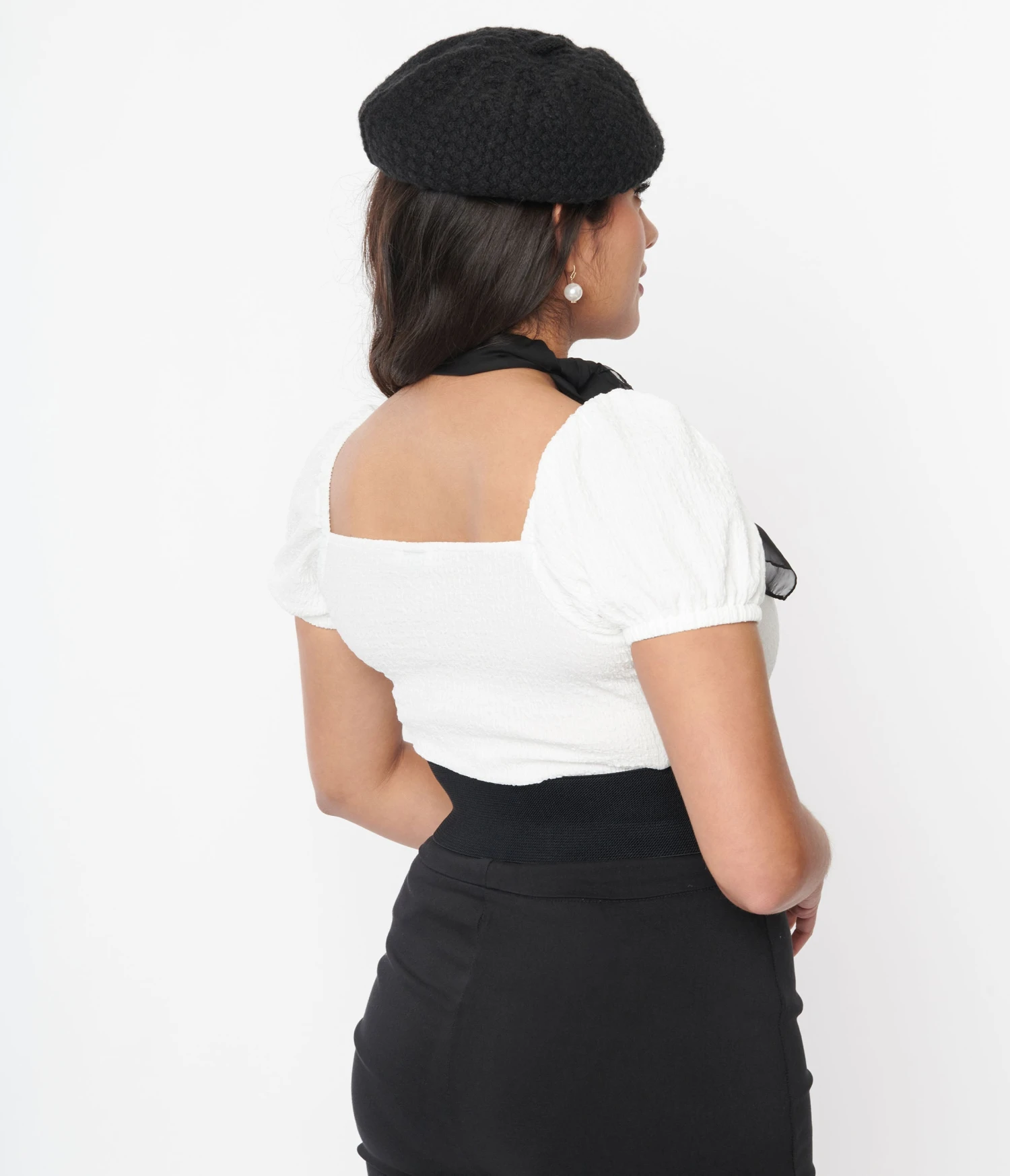 Unique Vintage White Textured Sweetheart Top - Image 3