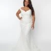 Vintage Inspired Plus Size White Floral Mermaid Wedding Dress