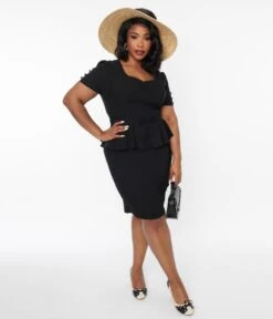 Voodoo Vixen Black Peplum Pencil Dress