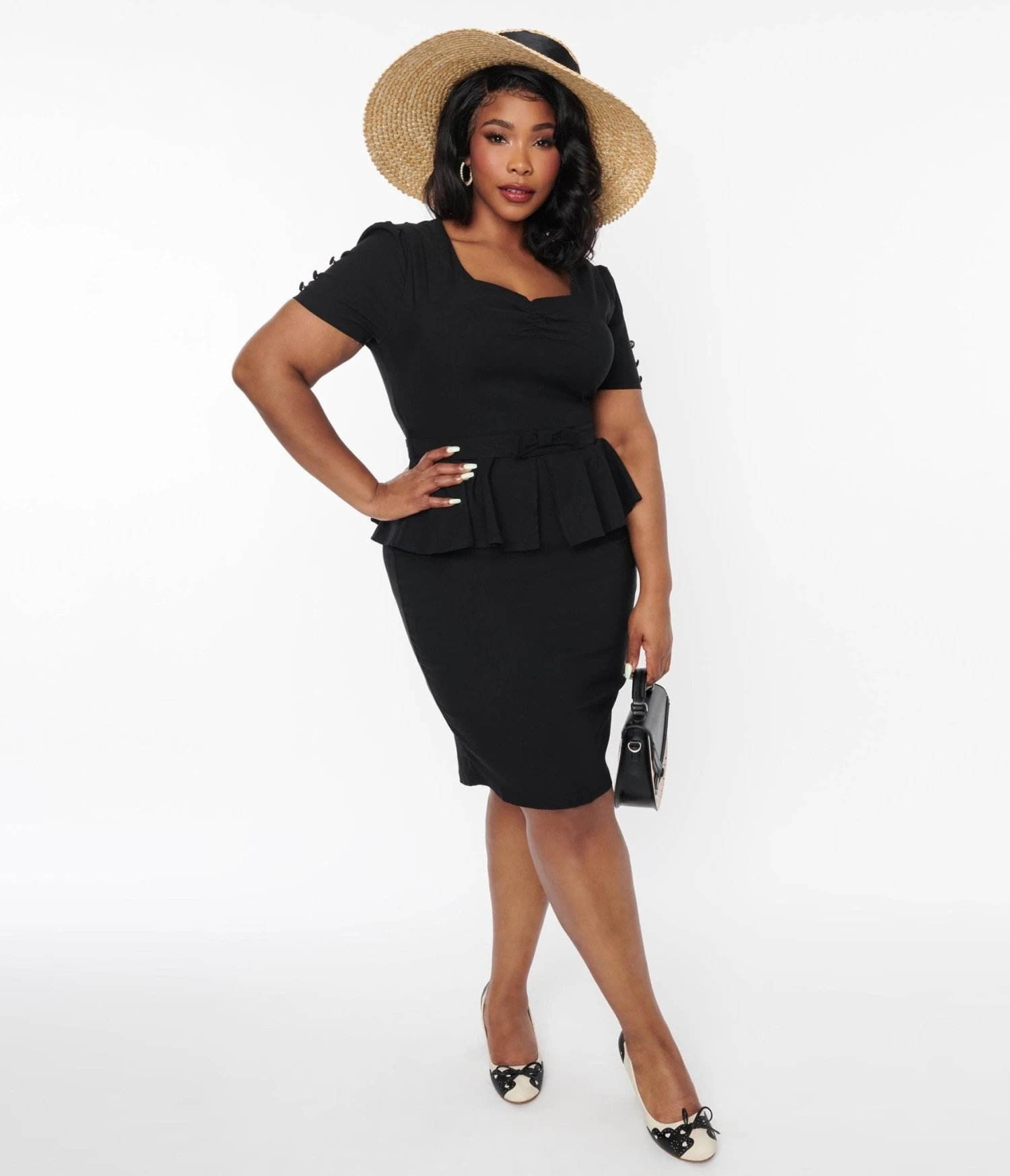 Voodoo Vixen Black Peplum Pencil Dress