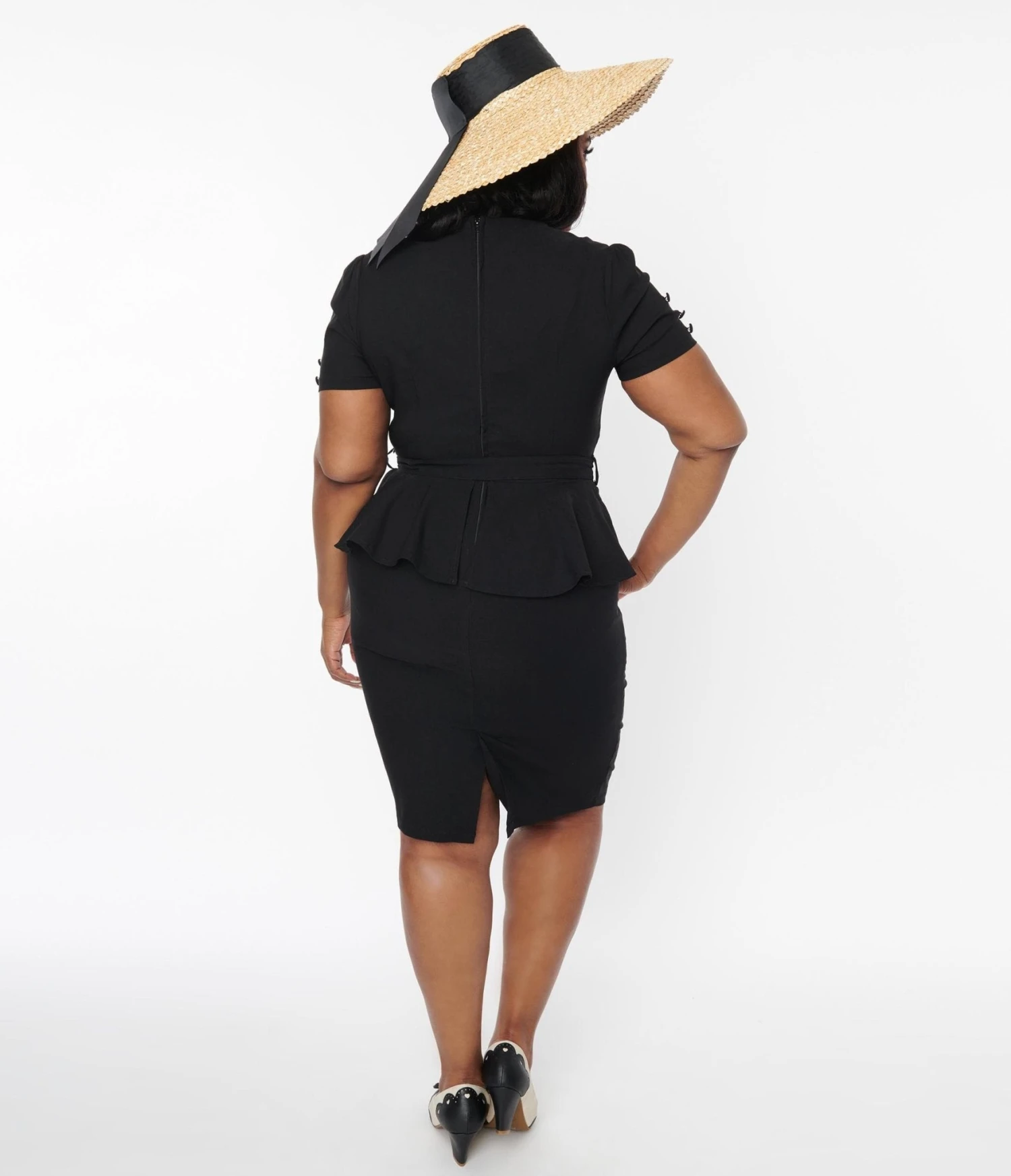 Voodoo Vixen Black Peplum Pencil Dress - Image 2