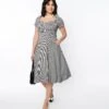 Voodoo Vixen Black & White Houndstooth Swing Dress
