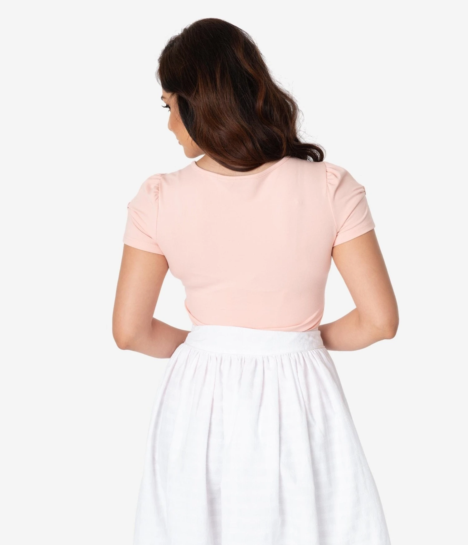 Voodoo Vixen Blush Pink Gathered Bow Short Sleeve Savannah Top - Image 2