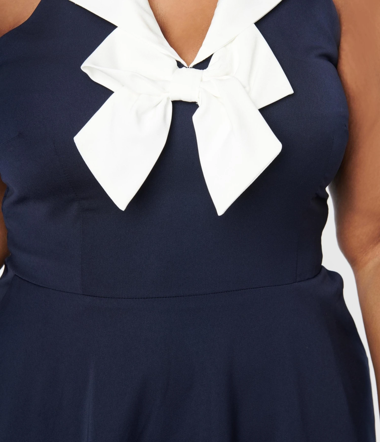Voodoo Vixen Navy Nautical Halter Fit & Flare Dress - Image 3