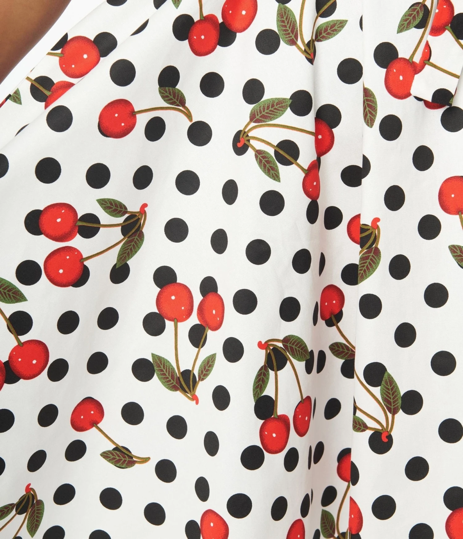 White & Black Polka Dot Cherries Swing Dress - Image 2