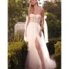 Cinderella Divine White Lace Bodice A-Line Ethereal Wedding Gown