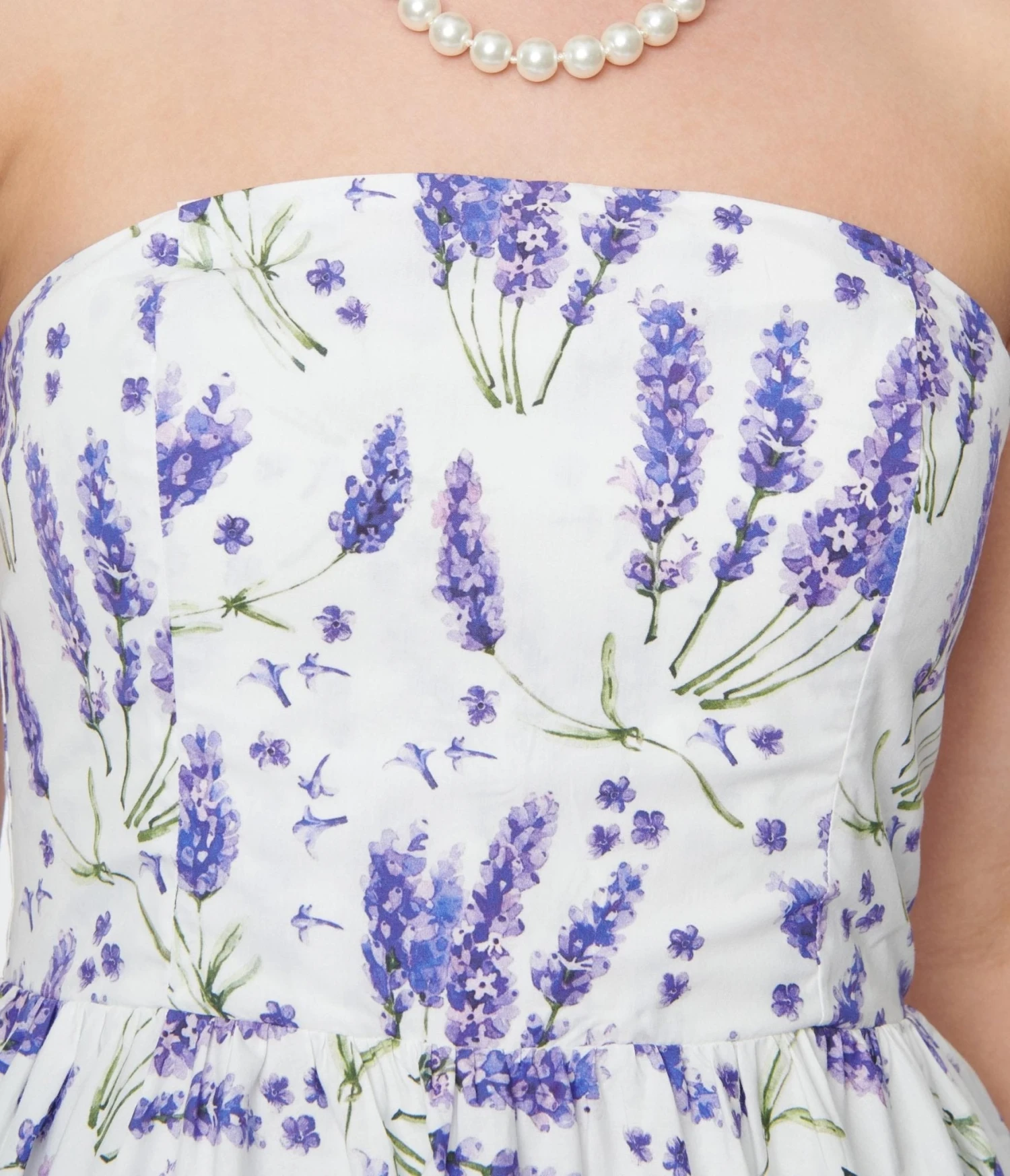 White & Lavender Floral Print Swing Dress - Image 2
