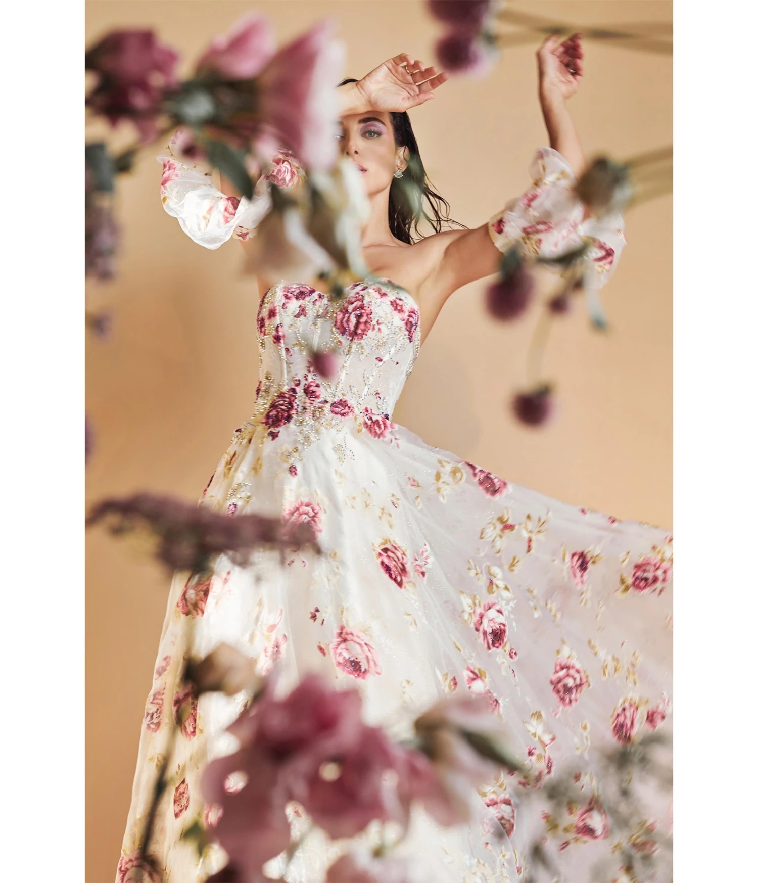 Cinderella Divine White & Pink Floral Organza Corset Prom Ball Gown - Image 5