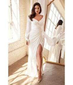 Cinderella Divine White Portrait Satin Bridal Gown