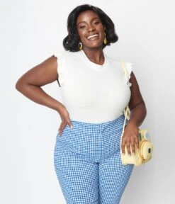 White Ruffle Shoulder Bodysuit