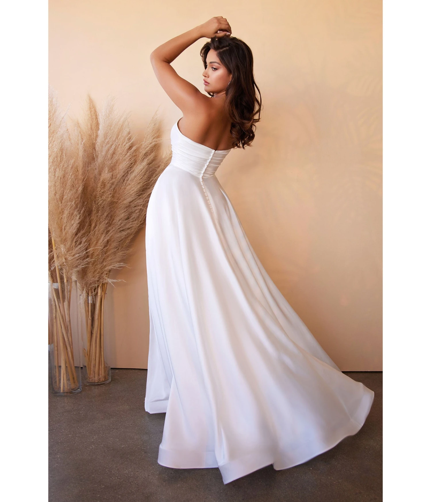 Cinderella Divine White Strapless Sweetheart Satin Bridal Gown - Image 2