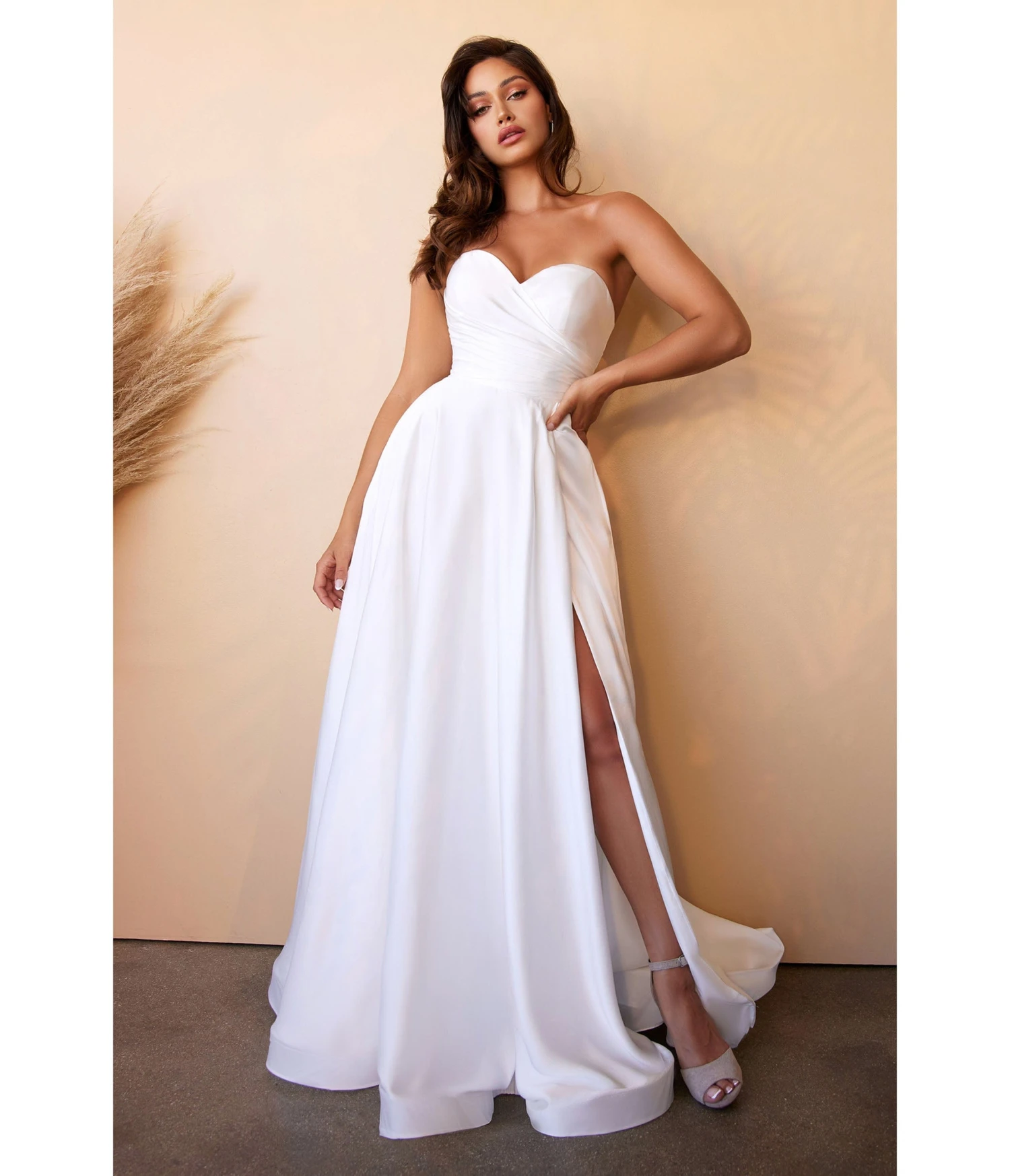 Cinderella Divine White Strapless Sweetheart Satin Bridal Gown - Image 5