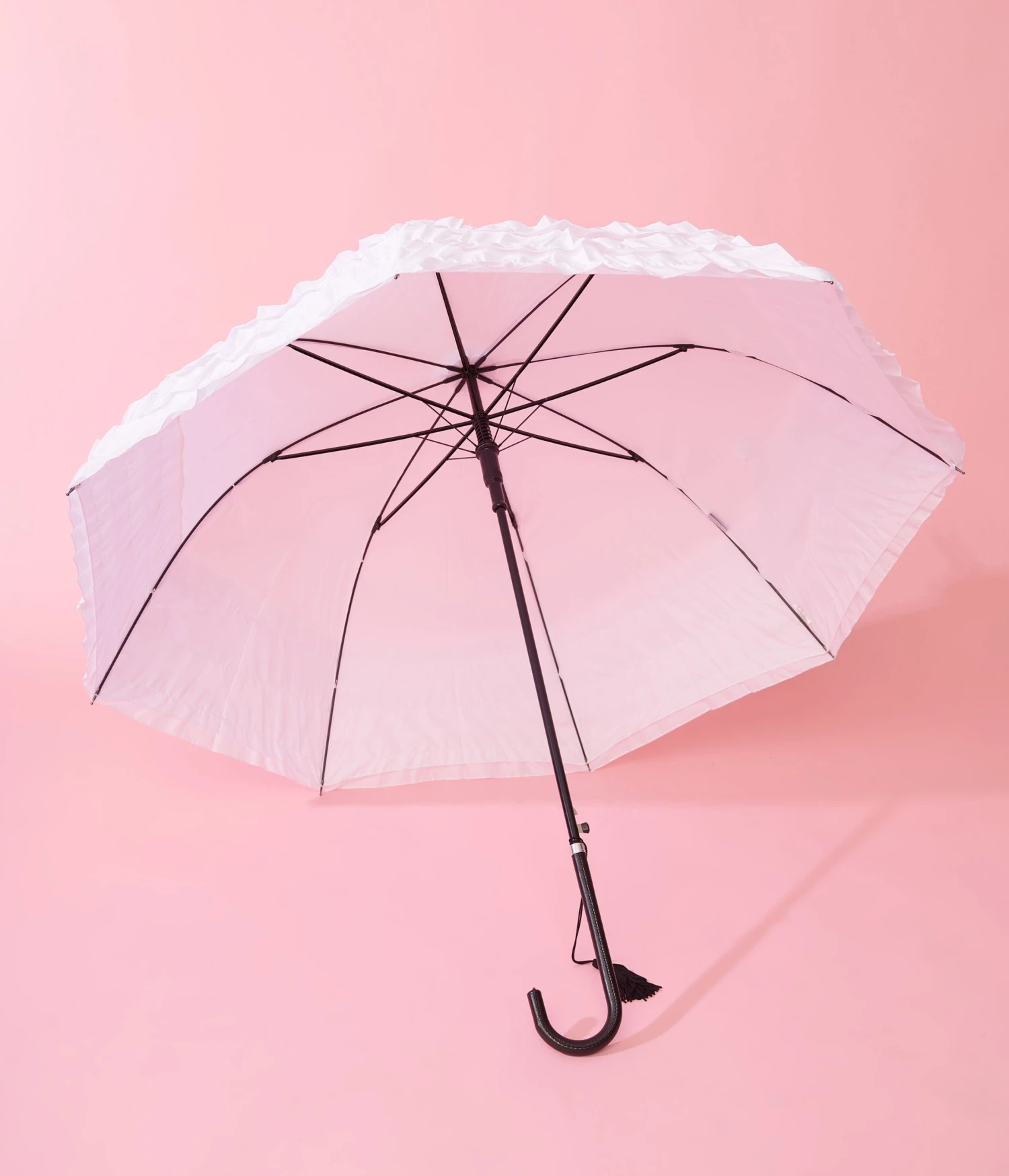 White Triple Frilled Umbrella - Image 3
