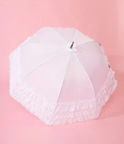 White Triple Frilled Umbrella