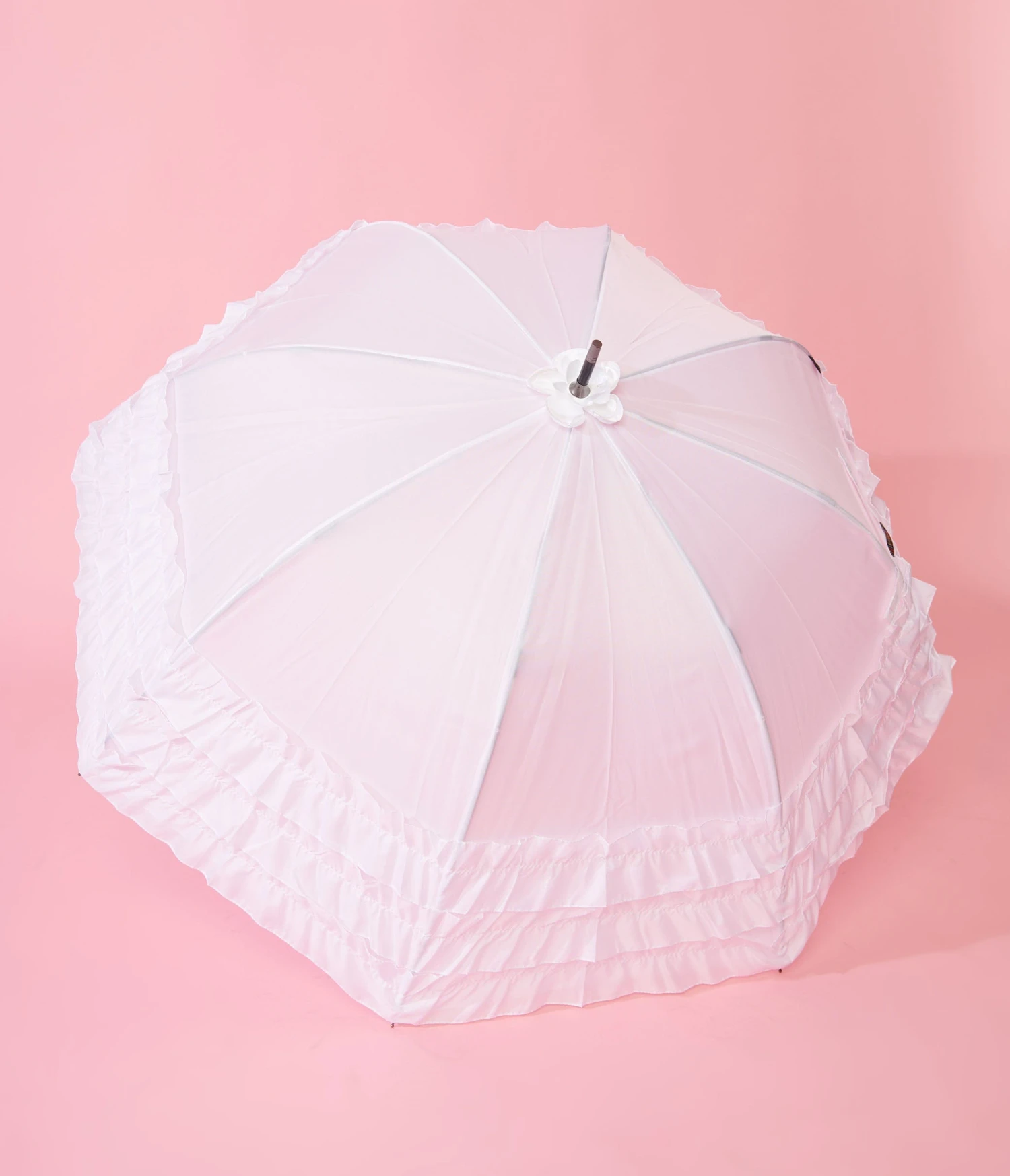 White Triple Frilled Umbrella