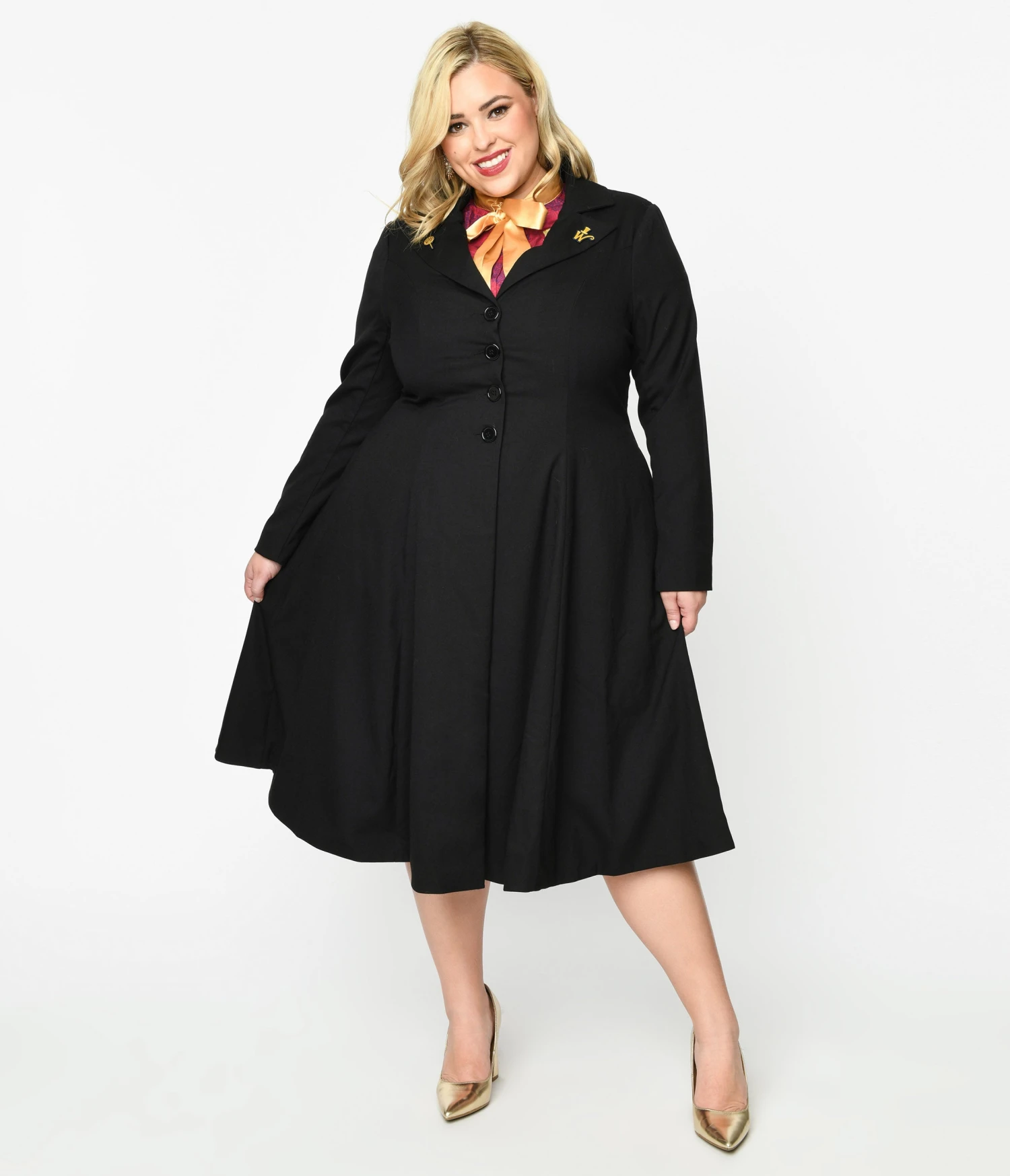 Willy Wonka X Unique Vintage Plus Size Black Wonka Long Coat